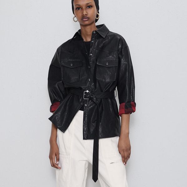fandy lokar faux leather coats women fashion pu leather jackets women elegant tie belt waist pockets coats female ladies hv, Black
fandy lokar faux leather coats women fashion pu leather jackets women elegant tie belt waist pockets coats female ladies hv, Black