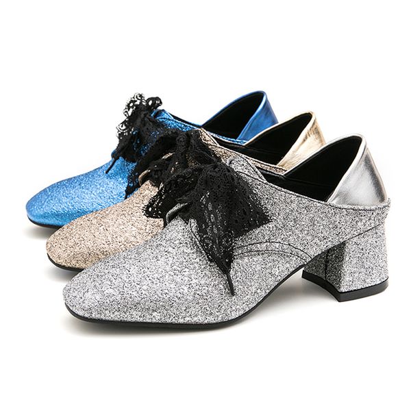 silver pumps women elegant fashion square heels sequins recreational shallow single working shoes formal lace up shoes#3, Black
silver pumps women elegant fashion square heels sequins recreational shallow single working shoes formal lace up shoes#3, Black