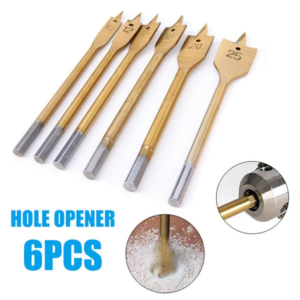 drill bits set 6pcs titanium-plated woodworking flat drill hexagonal handle 10-25mm hole opener ali88
drill bits set 6pcs titanium-plated woodworking flat drill hexagonal handle 10-25mm hole opener ali88