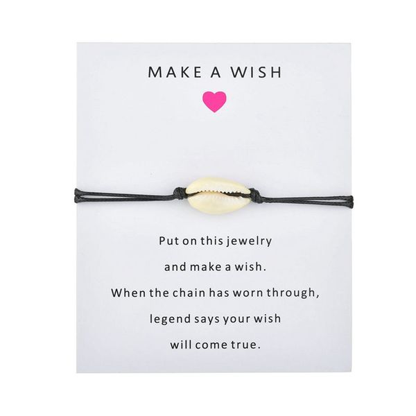 summer new nature shell charm bracelet paper wish card gift handmade black string bracelets for women men kids jewelry
summer new nature shell charm bracelet paper wish card gift handmade black string bracelets for women men kids jewelry