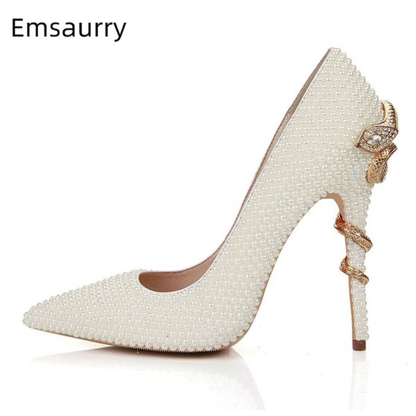 drilled pearl dress shoes woman metal snake-like decor high heels pointed toe banquet shoes spring women pumps, Black
drilled pearl dress shoes woman metal snake-like decor high heels pointed toe banquet shoes spring women pumps, Black