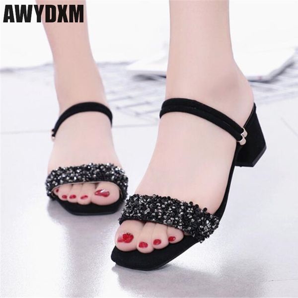 large size 35-44 slippers women 2020 summer bling thick heel sandals lady dress party high heels female open toe slides s171, Black
large size 35-44 slippers women 2020 summer bling thick heel sandals lady dress party high heels female open toe slides s171, Black