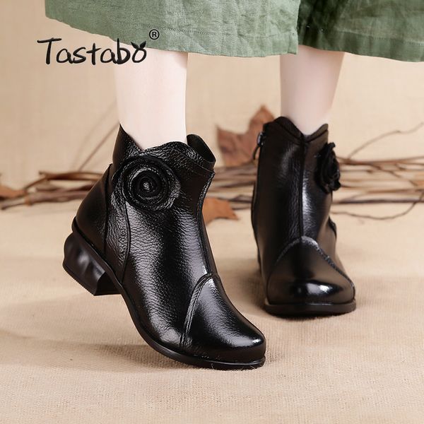 tastabo ladies black shoes women square heel retro boots handmade boots women fashion flower soft genuine leather shoes flats
tastabo ladies black shoes women square heel retro boots handmade boots women fashion flower soft genuine leather shoes flats