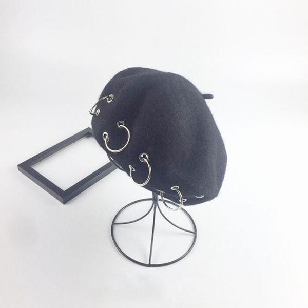 new solid women korean style british ring cape beret hat iron hoop french artist beanie hat autumn spring winter punk beret hat, Blue;gray
new solid women korean style british ring cape beret hat iron hoop french artist beanie hat autumn spring winter punk beret hat, Blue;gray