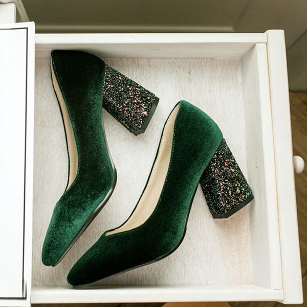 fashion velvet high heels shoes women pumps spring single woman dress shoes spring thick heels pointed toe green pumps female, Black
fashion velvet high heels shoes women pumps spring single woman dress shoes spring thick heels pointed toe green pumps female, Black
