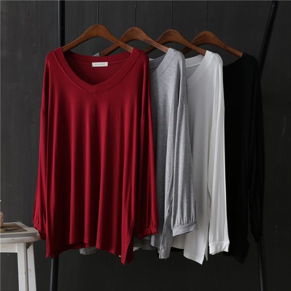 modal t-shirt women's summer 2020 new thin soft drape smooth solid color loose large size bat sleeve long sleeve t-shirt, White
modal t-shirt women's summer 2020 new thin soft drape smooth solid color loose large size bat sleeve long sleeve t-shirt, White