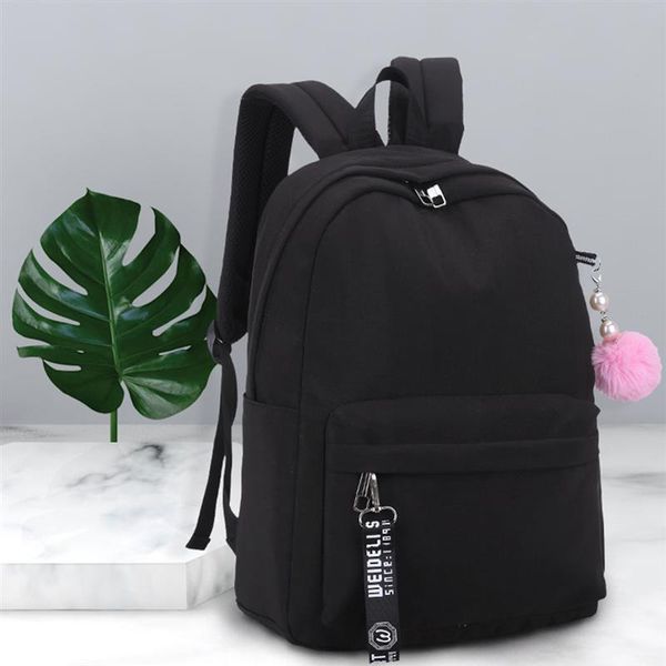 2020 solid backpack girl school bags for teenage college wind women schoolbag high student bag with pompom pendant
2020 solid backpack girl school bags for teenage college wind women schoolbag high student bag with pompom pendant