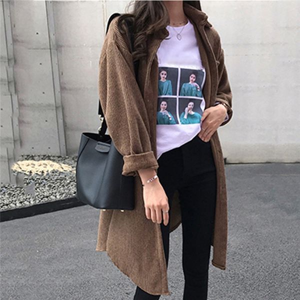 fashion women winter jacket 2020 ladies corduroy ladies turn-down collar coat outwear long cardigan chaqueta de muje, Black;brown
fashion women winter jacket 2020 ladies corduroy ladies turn-down collar coat outwear long cardigan chaqueta de muje, Black;brown