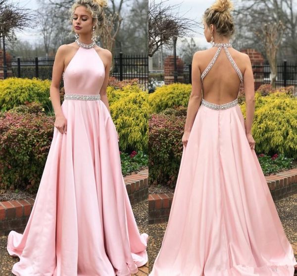 a line pink satin backless high neck new prom dresses paolo sebastian cocktail party dresses special occasion evening gowns beaded, Black
a line pink satin backless high neck new prom dresses paolo sebastian cocktail party dresses special occasion evening gowns beaded, Black