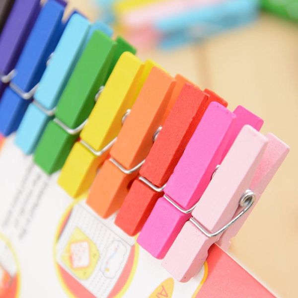 Rainbow Clip Holder Clamp 3.5cm Diy P Wooden Small Colored Mini Clip Wedding Party Decoration