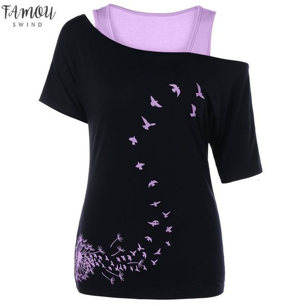 women summer 2020 tshirt casual short sleeve tees off shoulder print t shirt skew neck fake two t shirts, White
women summer 2020 tshirt casual short sleeve tees off shoulder print t shirt skew neck fake two t shirts, White