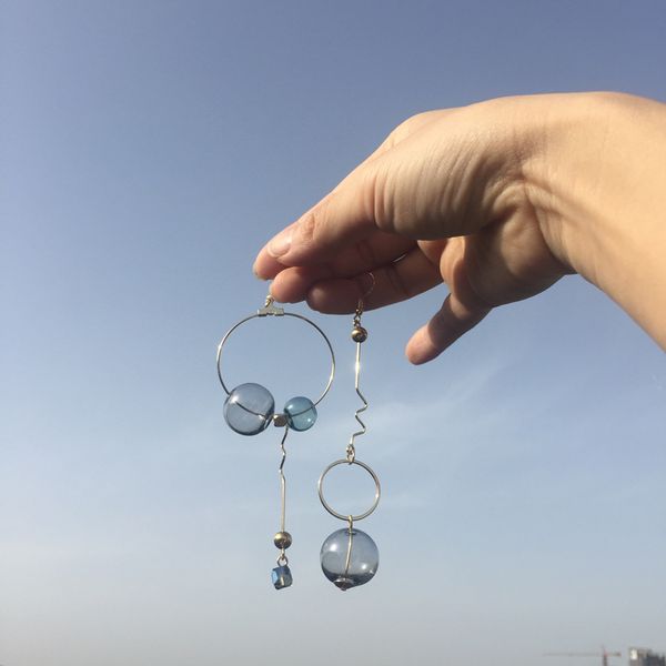 original design vintage dark green glass ball circle dangle long earrings for women 2019 artsy asymmetric bubble korean earrings, Silver
original design vintage dark green glass ball circle dangle long earrings for women 2019 artsy asymmetric bubble korean earrings, Silver