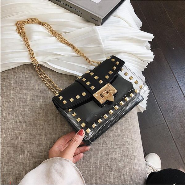 small clear brand designer bags women messenger bag chains shoulder bag female rivets transparent square pu handbag lsy909184
small clear brand designer bags women messenger bag chains shoulder bag female rivets transparent square pu handbag lsy909184