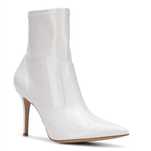new ladies leather boots pointy stiletto heels medium tube martin boots size 3440 white, Black