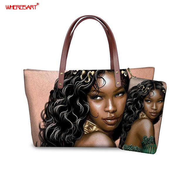 whereisart black queen african american women prints handbags with purse set for women shoulder bag, ladies hand bags big tote
whereisart black queen african american women prints handbags with purse set for women shoulder bag, ladies hand bags big tote