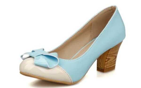 2019 women's shoes in spring and autumn with new style high heel coarse heel round head bowknot blue patchwork @52, Black
2019 women's shoes in spring and autumn with new style high heel coarse heel round head bowknot blue patchwork @52, Black