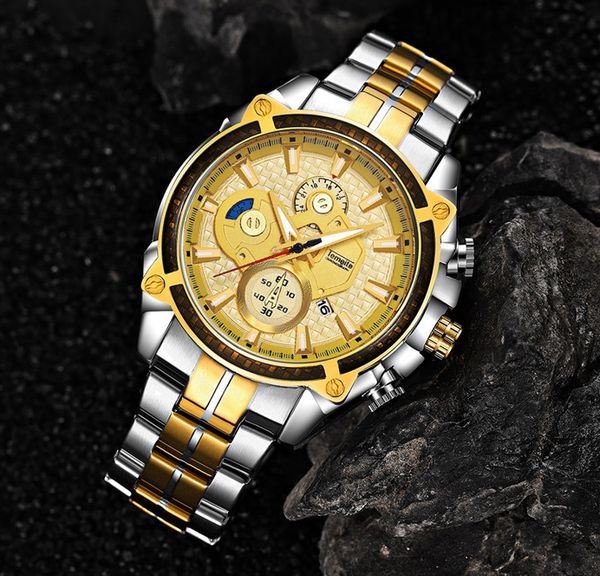temeite luxury mens quartz watches multifunctional quart watch calendar chronograph luminous waterproof casual sports clock, Slivery;brown
temeite luxury mens quartz watches multifunctional quart watch calendar chronograph luminous waterproof casual sports clock, Slivery;brown