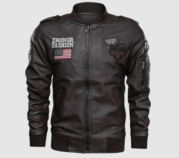 pu leather jackets men casual slim baseball jacket military luxury fleece pilot motorcycle coats 2 colors, Black
pu leather jackets men casual slim baseball jacket military luxury fleece pilot motorcycle coats 2 colors, Black