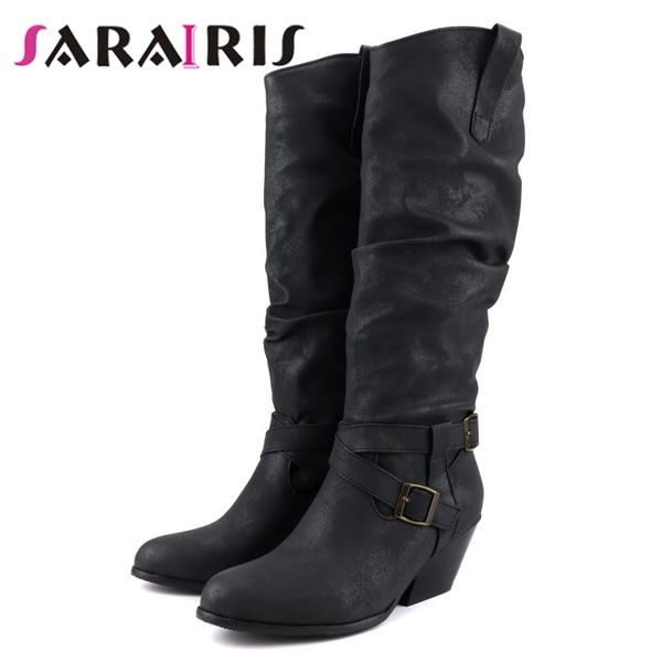 sarairis ladies med chunky heels boots western boots women fashion pleated mid-calf shoes woman, Black
sarairis ladies med chunky heels boots western boots women fashion pleated mid-calf shoes woman, Black
