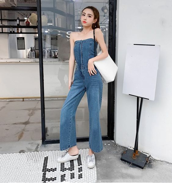 women off shoulder denim jumpsuit fashion sleeveless long romper vocation holiday wide leg playsuits, Black;white
women off shoulder denim jumpsuit fashion sleeveless long romper vocation holiday wide leg playsuits, Black;white