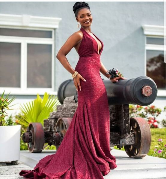 dark red mermaid prom dresses long 2019 deep v neck halter neck dresses evening wear special occasion dress vestidos de fiesta, Black
dark red mermaid prom dresses long 2019 deep v neck halter neck dresses evening wear special occasion dress vestidos de fiesta, Black