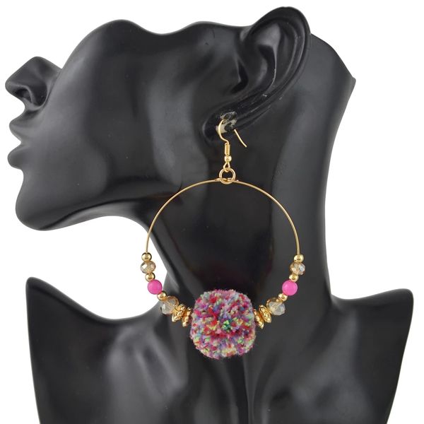 new fashion bohemian personality styles punk big round pom pom earrings jewelry accessories, Silver
new fashion bohemian personality styles punk big round pom pom earrings jewelry accessories, Silver