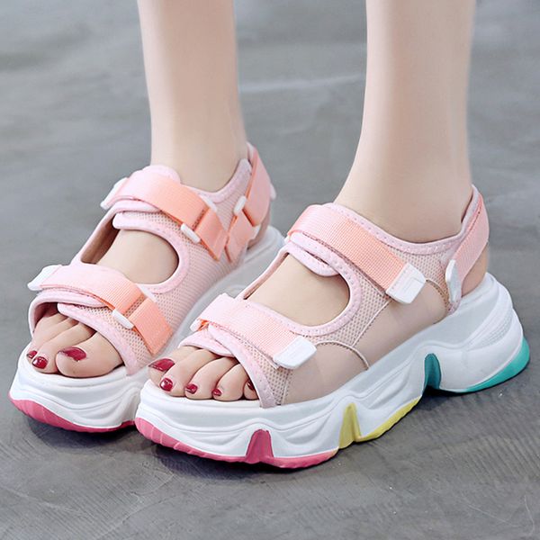 summer new women sandals convenient solid color cutout open toe rainbow thick bottom increase casual women sandals, Black 
summer new women sandals convenient solid color cutout open toe rainbow thick bottom increase casual women sandals, Black