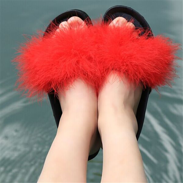 new women fur slippers furry slide ostrich feather home slippers fashion flip flops beach sandals summer women flats home shoes, Black
new women fur slippers furry slide ostrich feather home slippers fashion flip flops beach sandals summer women flats home shoes, Black