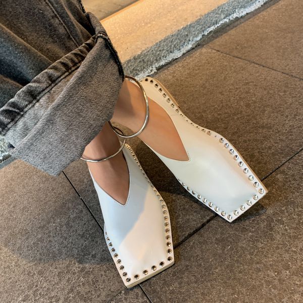 vintage square toe women white flats deep v shallow espadrilles metal circle black rivets moccasins fashion spike zapatos femmes
vintage square toe women white flats deep v shallow espadrilles metal circle black rivets moccasins fashion spike zapatos femmes