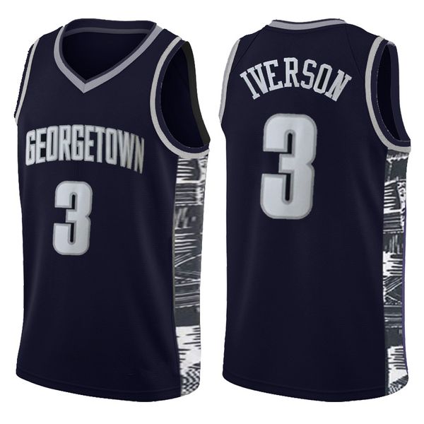 ncaa lower merion basketball jersey georgetown 3 allen 3 iverson bethel high school college university lebron 2019 james 23, White;yellow