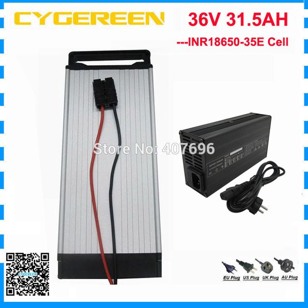 36v 31.5ah rear rack battery 1000w 36v 31.5ah lithium ion ebike battery use for samsung 3500mah cell 30a bms with 5a charger
36v 31.5ah rear rack battery 1000w 36v 31.5ah lithium ion ebike battery use for samsung 3500mah cell 30a bms with 5a charger