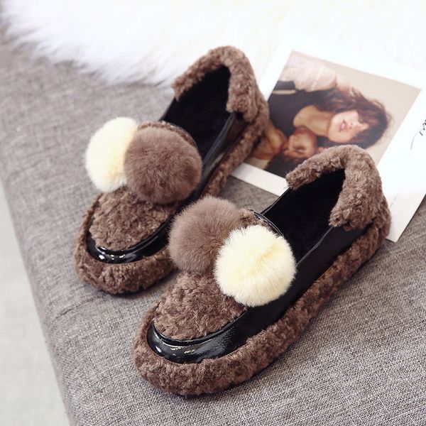 ladies fur ball decoration flat shoes zapatos de mujer fashion color matching cute plush shallow mouth cotton shoes boat shoe, Black
ladies fur ball decoration flat shoes zapatos de mujer fashion color matching cute plush shallow mouth cotton shoes boat shoe, Black