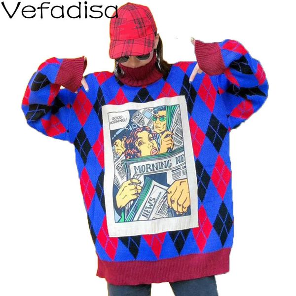 vefadisa winter sweater woman casual turtleneck collar sweater loose long print patchwork argyle pullovers 2019 qyf852, White;black
vefadisa winter sweater woman casual turtleneck collar sweater loose long print patchwork argyle pullovers 2019 qyf852, White;black