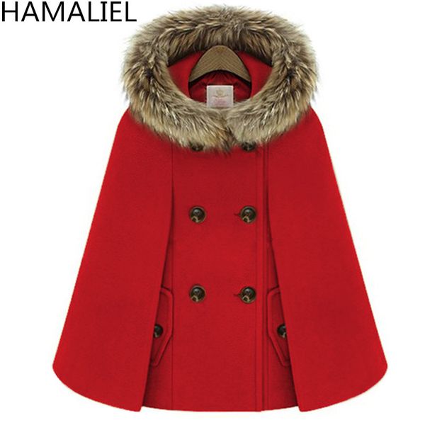 autumn winter double-breasted cloak cape woollen coat women red fur hooded tweed poncho thick warm batwing sleeve loose outwear, Black
autumn winter double-breasted cloak cape woollen coat women red fur hooded tweed poncho thick warm batwing sleeve loose outwear, Black