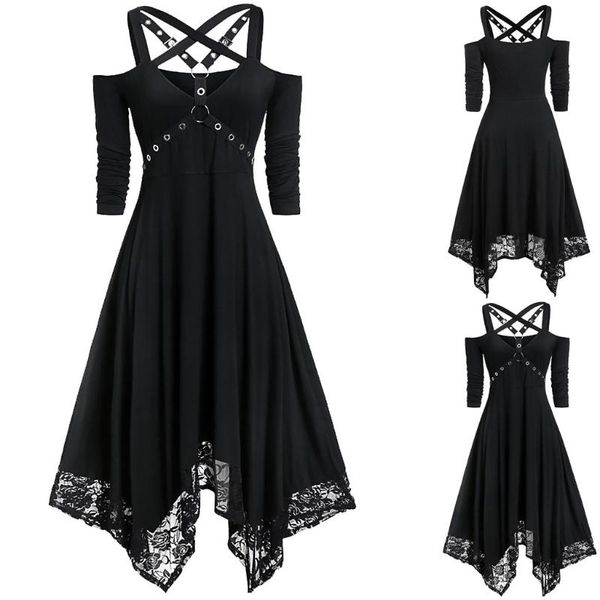 women dress halloween party open shoulder lace half sleeve gothic dress fashion female autumn winter plus size m840#, Black;gray
women dress halloween party open shoulder lace half sleeve gothic dress fashion female autumn winter plus size m840#, Black;gray