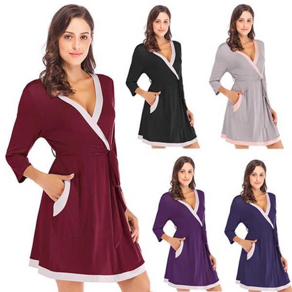 2020 new product of amazon style pajamas women's autumn home wear women's sense of patchwork robe foreign trade, Black;red
2020 new product of amazon style pajamas women's autumn home wear women's sense of patchwork robe foreign trade, Black;red