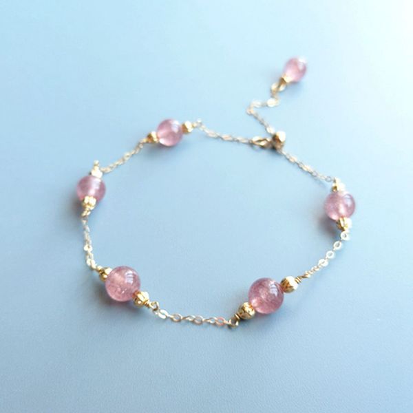 lii ji real natural strawberry quartz 9k -gf chain adjustable bracelet delicate jewelry for female chain bracelet, Golden;silver
lii ji real natural strawberry quartz 9k -gf chain adjustable bracelet delicate jewelry for female chain bracelet, Golden;silver