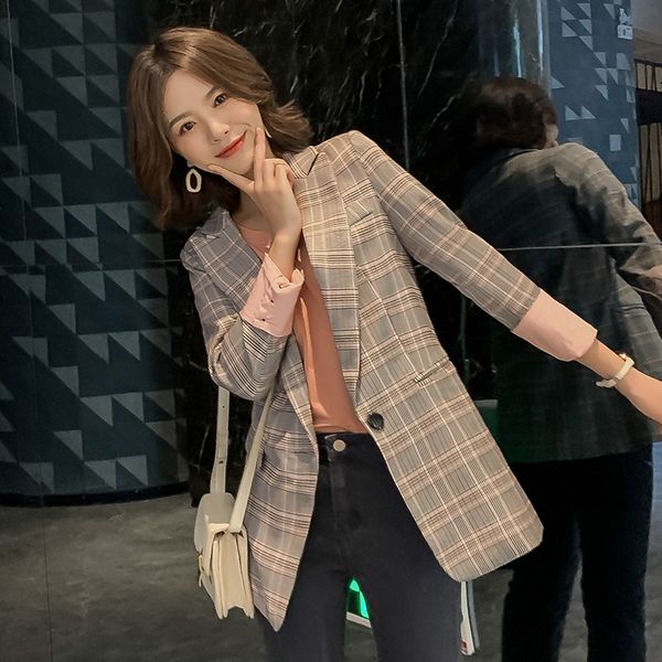 women's suits & blazers fashionable lady check blazer 2021 spring and summer casual jackets mid-length feminine long-sleeved small suit, White;black
women's suits & blazers fashionable lady check blazer 2021 spring and summer casual jackets mid-length feminine long-sleeved small suit, White;black
