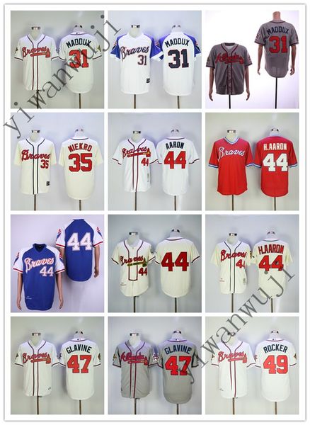 braves 31#maddux/35#niekro /44#h.aaron/47#glavine/49#teheran gray cream white red blue baseball jerseys shirt stitched, Blue;black
braves 31#maddux/35#niekro /44#h.aaron/47#glavine/49#teheran gray cream white red blue baseball jerseys shirt stitched, Blue;black
