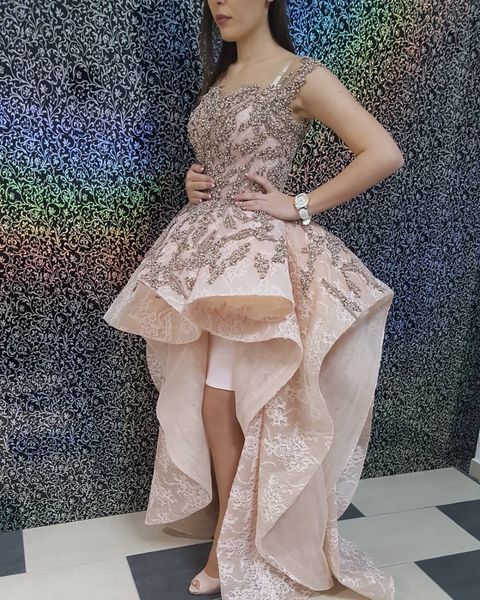 blush pink beaded hi-lo prom dresses lace appliqued evening cocktail gown plus size formal party club wear, Black
blush pink beaded hi-lo prom dresses lace appliqued evening cocktail gown plus size formal party club wear, Black