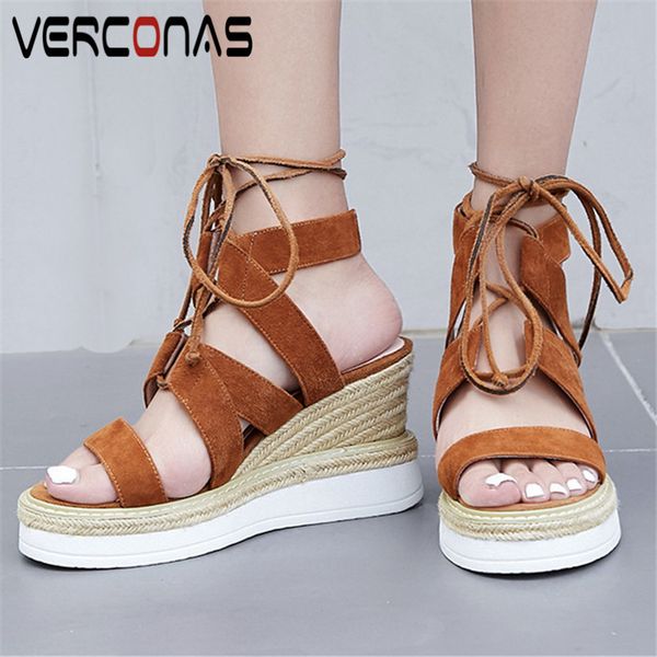 verconas women bandage wedge heel classic design lace up rome vintage thick bottom high heels sandals summer shoes woman, Black
verconas women bandage wedge heel classic design lace up rome vintage thick bottom high heels sandals summer shoes woman, Black