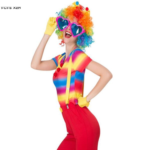 

s-xl woman halloween circus clown costumes female droll joker cosplay carnival purim parade stage play nightclub bar party dress, Black;red