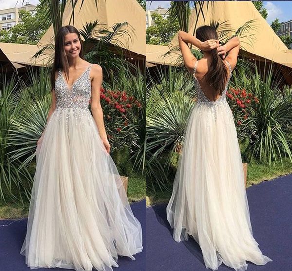 bling crystal prom dresses v neck open back beaded sequin tulle a line pleated long evening formal dress for women girl, Black
bling crystal prom dresses v neck open back beaded sequin tulle a line pleated long evening formal dress for women girl, Black