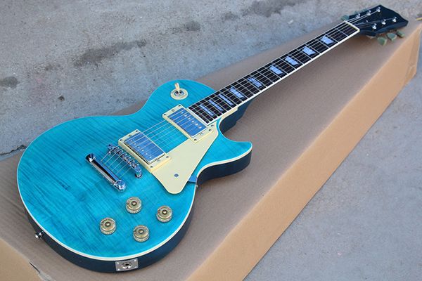 factory custom blue body electric guitar with flame maple veneer,chrome hardware,fixed bridge,body binding,can be customized
factory custom blue body electric guitar with flame maple veneer,chrome hardware,fixed bridge,body binding,can be customized