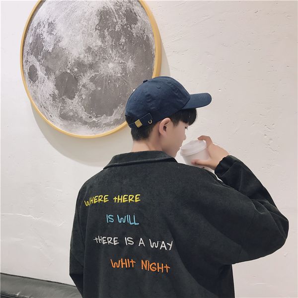 hong kong style japanese-style autumn jacket corduroy coat men's korean-style embroidered letters trend versatile students suppl, Black;brown
hong kong style japanese-style autumn jacket corduroy coat men's korean-style embroidered letters trend versatile students suppl, Black;brown