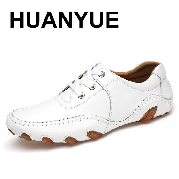 new men shoes breathable lace-up leather casual shoes men comfortable light weight white sneakers driving plus size 38-47, Black 
new men shoes breathable lace-up leather casual shoes men comfortable light weight white sneakers driving plus size 38-47, Black