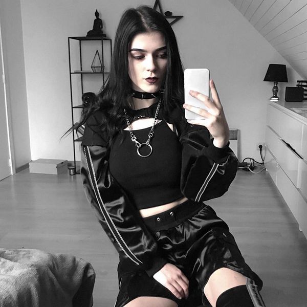 women gothic cropped sweatshirt hoodies punk black solid buckle hooded long sleeve cosplay clothing sudadera mujer new
women gothic cropped sweatshirt hoodies punk black solid buckle hooded long sleeve cosplay clothing sudadera mujer new