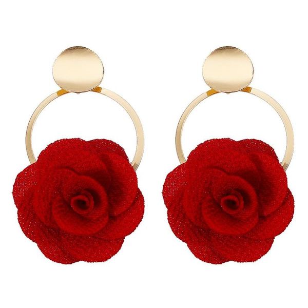 bk fashion multi color fabric rose flower earrings metal alloy loop ear stud dangle jewelry wedding party trend lovely lady gift, Golden;silver
bk fashion multi color fabric rose flower earrings metal alloy loop ear stud dangle jewelry wedding party trend lovely lady gift, Golden;silver