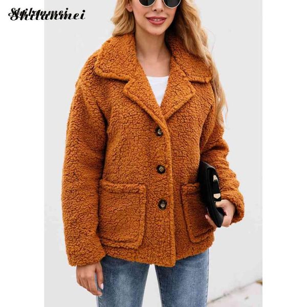 2019 autumn fleece jacket women lapel solid teddy coat women casual button pockets overwear single breasted winter jacket female, Black;brown
2019 autumn fleece jacket women lapel solid teddy coat women casual button pockets overwear single breasted winter jacket female, Black;brown