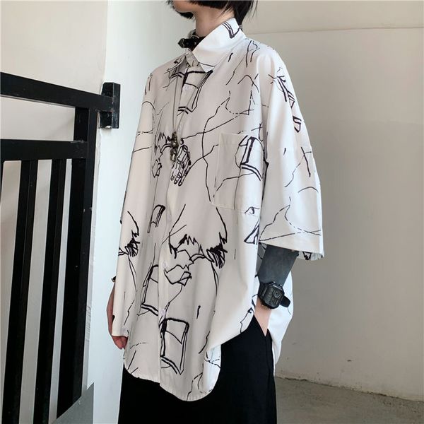 2020 summer new youth popular men's korean version of simple printing loose seven-point sleeve shirt fashion casual shirt jacket, White;black
2020 summer new youth popular men's korean version of simple printing loose seven-point sleeve shirt fashion casual shirt jacket, White;black